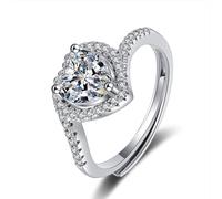 KnSam Anello di fidanzamento in oro bianco 18 carati Au750, anello di fidanzamento con simbolo dell'infinito, a forma di cuore, con laboratorio, in oro 750, misura 47-65, Oro bianco 9 carati (375
