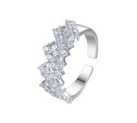 KnSam Anello di fidanzamento in oro bianco 18 carati Au750, con moissanite taglio rettangolare, oro 750, misura 47-65, Oro bianco 14 carati (585), Moissanite