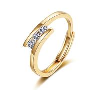 KnSam Anello di fidanzamento Laboratorio Creato Diamante, Anello dell'amicizia Anello di Diamante 3 Pietre 18 carati Oro giallo 750, 18 carati Braccialetto nuziale in oro reale oro 61 (19,4)