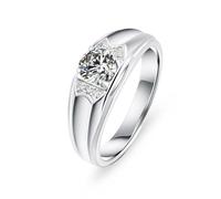 KnSam Anello di proposta Au750 in oro bianco, 0,61 ct, per matrimonio, 4 artigli, classico, 18 K, misura 49-70, Oro bianco 18 carati (750), Laboratorio Creato Diamante