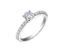 KnSam Anello in oro bianco 9 K/14 K/18 K con diamanti di platino, realizzato in laboratorio, classico taglio rotondo, bianco, gioielli autentici in oro 18/14/9 carati, misura 47-70, Oro bianco 14