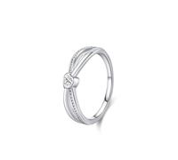 KnSam Anello per partner in oro bianco Au 375/585/750, anelli dell'amicizia con linee attorcigliate a forma di cuore con laboratorio, diamanti tagliati a cuore, 9 K/14 K/18 K, colore bianco oro