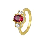 KnSam Anello per partner in oro giallo Au375/585/750, ovale, con laboratorio, rubino, 9 K/14 K/18 K, gioiello autentico, misura 47 - 65, Oro giallo 9 carati (375), Laboratorio Creato Rubino