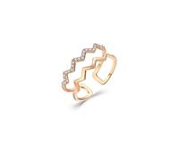 KnSam Anello per partner in oro rosa 9 K/14 K/18 carati, con diamanti creati da laboratorio, con forma a onda cava, in oro 18/14/9 carati, misura 47-70, Oro rosa 14 carati (585), Laboratorio Creato