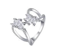 KnSam Anello per partner in vero oro bianco 750, anello dell'amicizia, larghezza con laboratorio, realizzato con diamante taglio marquise, fedi nuziali 18 K, argento, misura 47-65, Oro bianco 9 carati