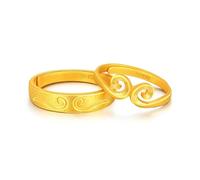KnSam Anello solitario in oro giallo 750 18 K, anello da sposa classico, anello per partner Au750, misura 49-70, Oro giallo 18 carati (750), Senza zirconi