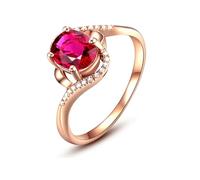 KnSam Anello solitario in oro rosa 18 K 750, tormalina, classico rosso, anello per partner in oro rosa Au750, misura 49-70, Oro rosa 18 carati (750), Tormalina Diamante