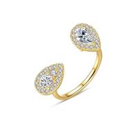 KnSam Anello solitario moissanite, anello per partner, classico oro Au750, taglio a goccia 18 carati, in oro giallo 18 carati, in vero argento, misura 47-65, Oro giallo 18 carati (750), Moissanite