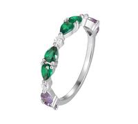 KnSam Au 375/585/750 - Anello da sposa in oro bianco, per mezza età con laboratorio, colore: verde smeraldo, taglio a goccia, per partner con moissanite in oro bianco 9 K/14 K/18 K, misura 47 - 65