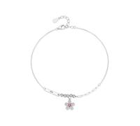 KnSam Au 375/585/750 - Bracciale da donna in oro bianco con fiori semplici con rosa zaffiro rosa, 9 K/14 K/18 carati, 18+5CM, Oro bianco 18 carati (750), Diamante Zaffiro rosa Diamante