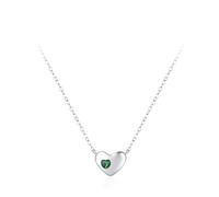 KnSam Au 375/585/750 - Collana da donna in oro bianco 9 K/14 K/18 K, 40 + 5 cm, Oro bianco 14 carati (585), Smeraldo creato in laboratorio.