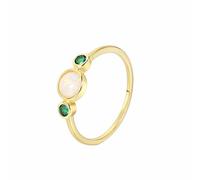 KnSam Au375/585/750 - Anello da sposa in oro giallo 9 K/14 K/18 K, misura 47-65, Oro giallo 18 carati (750), Opale