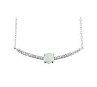 KnSam Au375/585/750 - Collana da donna in oro giallo 9 K/14 K/18 K, 40 + 5 cm, Oro bianco 9 carati (375), Opale