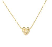 KnSam Au375/585/750 - Collana da donna in oro giallo con ciondolo a forma di cuore con laboratorio, con diamante (taglio brillante bianco), per donne in oro 9 K/14 K/18 K, 38 + 5 cm, Oro giallo 14