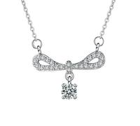 KnSam Au750 Collana da donna in oro bianco vero gioiello da donna, idea regalo con fiocco in laboratorio, con diamante creato 18 carati, argento, 45 + 5 cm