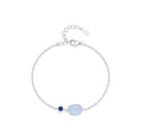 KnSam Bracciale da donna in oro bianco 9 K/14 K/18 K, bracciale da donna classico a 4 artigli, con opale azzurro, taglio ovale, con zaffiro Au 375/585/750, in oro bianco, 19+3CM, 950 Platinum, Opale