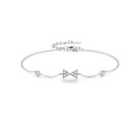 KnSam Bracciale da donna in oro bianco 9 K/14 K/18 K, bracciale da donna classico fiocco con laboratorio creato diamante Au 375/585/750 oro bianco, 18+5CM, 950 Platinum, Laboratorio Creato Diamante