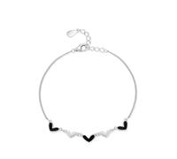 KnSam Bracciale da donna in oro bianco 9 K/14 K/18 K, con ciondolo a forma di cuore, in oro bianco 375/585/750, 20+3CM, 950 Platinum, Senza zirconi