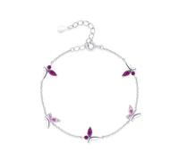 KnSam Bracciale da donna in oro bianco Au750 18 carati, con ciondolo a forma di farfalla, con ametista viola, taglio marquise, oro 18 carati, 16 + 5 cm