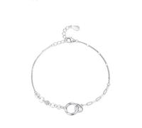 KnSam Bracciale da donna in oro giallo 18 carati 750, con cuore, con diamanti, platino, 20+3CM, Oro bianco 9 carati (375), Diamante