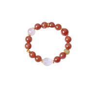 KnSam Bracciale da donna in oro giallo 9 K/14 K/18 carati, con taglio rotondo da 11 a 12 mm, in oro giallo 18/14/9 carati, Oro giallo 18 carati (750), Agata