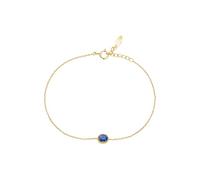 KnSam Bracciale da donna in oro giallo 9 K/14 K/18 carati, con zaffiro 0,4 carati, classico, taglio ovale, blu, Au 750/585/375, Oro giallo 18 carati (750), Zaffiro