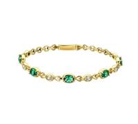 KnSam Bracciale da donna in oro giallo 9 K/14 K/18 K, con diopsidi | Au375/585/750 - Bracciale da donna in oro elegante e brillante con moissanite