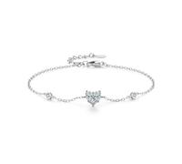 KnSam Bracciale da donna in oro reale Au 375/585/750 bianco oro, classico cuore con laboratorio, diamante tagliato a goccia, bracciale in oro bianco 9K/14K/18K, 18+5CM, Oro bianco 18 carati (750
