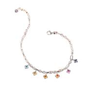 KnSam Bracciale in oro bianco 9 K/14 K/18 carati, con zaffiro, da donna, classico, taglio principessa, blu, 18/14/9 carati, Oro bianco 18 carati (750), Laboratorio Creato Zaffiro