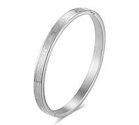 KnSam Bracciali in acciaio inox, bracciale per partner, buddista, mantra a sei caratteri, diverso tipo di catena, per uomini, idea regalo, argento, Acciaio inossidabile, Senza zirconi