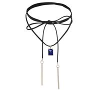 KnSam Choker, collana girocollo a forma di rettangolo con zirconi in velluto elasticizzato, 151,7 cm, Acciaio inossidabile, Zirconia cubica