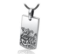 KnSam Collana con ciondolo 12 astrologia cinese Grigris uomo donna argento 925 fantasia lepre, Argento 925/1000