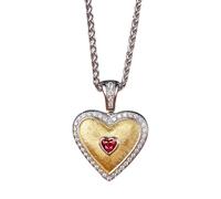 KnSam Collana da donna alla moda 9 K/14 K/18 K, bicolore, gioiello genuino, da 0,7 carati, realizzata in rubino da donna, idea regalo con ciondolo a forma di cuore rosso, collana da donna con