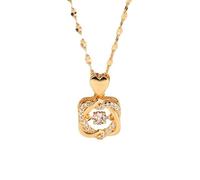 KnSam Collana da donna con ciondolo in laboratorio, con diamanti creati, idea regalo per donna, con doppio cuore, in oro giallo 750, 18 carati, in vero oro, 45 + 5 cm
