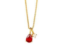 KnSam Collana da donna con ciondolo in oro giallo 9 K/14 K/18 carati, in 1,2 carati, realizzata in rubino da donna, ciondolo a goccia rosso, collana da donna con moissanite oro Au750/585/375, Oro