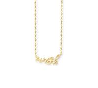 KnSam Collana da donna in oro 9 K/14 K/18 K, con lettera Wish, collana da donna, in oro giallo, Au375/585/750, 40 + 5 cm, Oro giallo 9 carati (375), Senza ciconia