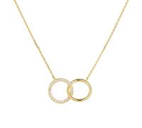 KnSam Collana da donna in oro 9 K/14 K/18 K, gioiello alla moda, con doppio anello, con diamante creato (bianco brillante), collana da donna Au375/585/750, in oro giallo, 38 + 5 cm, Oro giallo 14