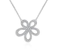 KnSam Collana da donna in oro bianco 18 carati 750, da 18 carati, con diamanti creati, in oro 18 carati, in vero oro, argento, 45 + 5 cm