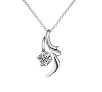 KnSam Collana da donna in oro bianco 18 carati Au750, da donna, con foglia attorcigliata con laboratorio, con diamanti creati, in oro 18 carati, in vero argento, 45 + 5 cm