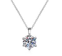 KnSam Collana da donna in oro bianco 18 carati Au750, delicata collana da donna classica con diamanti creati in laboratorio, oro 18 carati, in vero argento, 45 + 5 cm