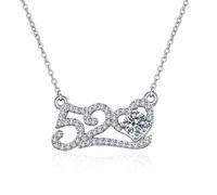 KnSam Collana da donna in oro bianco 18 carati, con numero 520 con laboratorio, realizzata con diamanti, Au750, in vero oro, argento, 45 + 5 cm
