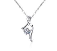 KnSam Collana da donna in oro bianco 18 carati, per anniversario, da donna, con nodo di laboratorio, con diamanti creati in oro 18 carati, in vero argento, 45 + 5 cm