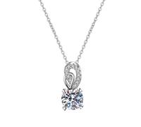 KnSam Collana da donna in oro bianco 18 carati, per matrimonio, in vero oro, da donna, con gocce d'acqua e laboratorio, con diamanti, Au750, argento, 45 + 5 cm