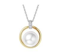 KnSam Collana da donna in oro bianco 9 K/14 K/18 carati e oro giallo 9 K con ciondolo, realizzata in laboratorio, collana da donna a cerchio da 9 mm, taglio rotondo bianco, collana da donna in oro 18