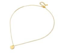 KnSam Collana da donna in oro giallo 9 K/14 K/18 carati, con piatto piatto, da donna, Au375/585/750 oro, 40 + 5 cm, Oro giallo 14 carati (585), Senza ciconia