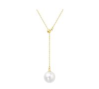 KnSam Collana da donna in oro giallo 9 K/14 K/18 carati, realizzata in laboratorio, collana con diamanti da 8,5 mm, con ciondolo a Y, taglio rotondo, bianco, 750/585/375, Oro giallo 9 carati (375