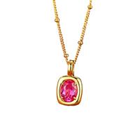 KnSam Collana da donna in oro giallo 9 K/14 K/18 carati, realizzata in vero laboratorio da 1,85 carati, con zaffiro rosa, ciondolo a forma di rosa, con moissanite Au 750/585/375, Oro giallo 18 carati