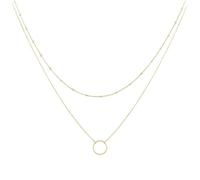 KnSam Collana da donna in oro giallo Au375/585/750, per anniversario, in vero oro, a 2 strati, da donna, 9 K/14 K/18 K, 40 + 5 cm, Oro giallo 18 carati (750), Senza ciconia