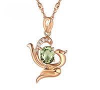 KnSam Collana da donna in oro rosa, 9 K/14 K/18 K, 0,6 carati, con ciondolo in tormalina, elegante, classico, ovale, Au 375/585/750, in oro rosa, 40 + 5 cm, Oro rosa 14 K, Tormalina