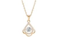 KnSam Collana da donna in vero oro rosa 9 carati con moissanite, ciondolo a forma di lacrime cavo, collana da donna in oro rosa Au375, 45 cm, Oro rosa 14 carati (585), Moissanite